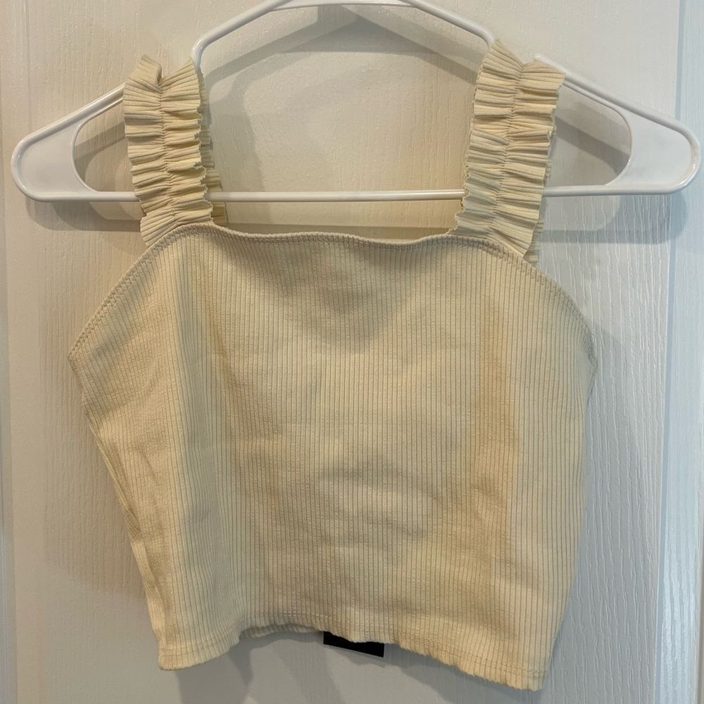 NWT 2Saints cream ruffle crop top size L